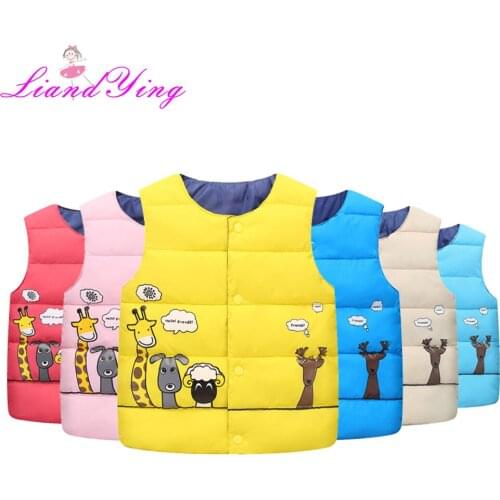 Kids Autumn Winter Vest Girls Thicken Cotton Cartoon Print Children Clothes Girls Casual Vest