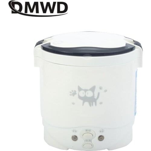 DMWD 1L Mini Electric Rice Cooker Portable Soup Pot Cooking Pot MultiCookers 12/24/220V Multicookings For Car Truck And Travel