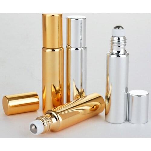Empty Essential Massage Oil Vial Roll-on Bottles 10ml UV Gold Black Fragrance Perfume Glass Refillable Bottle 100pcs/lot
