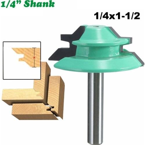 1PC 1/4" 6.35MM Shank Milling Cutter Wood Carving 45 Degree Lock Miter Router Bit Tenon Milling Cutter Woodworking Machine Tools
