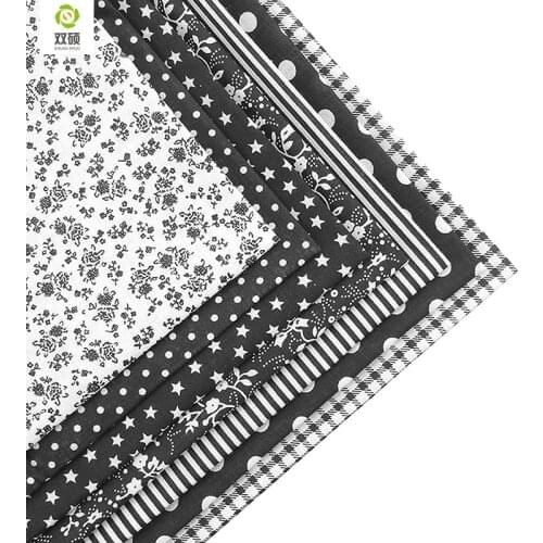 Cotton Fabric No Repeat Design Black Seriers Patchwork Fabric Fat Quarters Bundle Sewing For Fabric 7pieces/lot 50x50cm A1-7-8