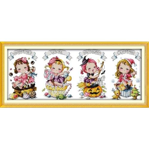 Joy Sunday The Special Festival Baby Room Decoration Handmade Cross-stitch Canvas For Print Embroidery Needlework Kits Kid Gift