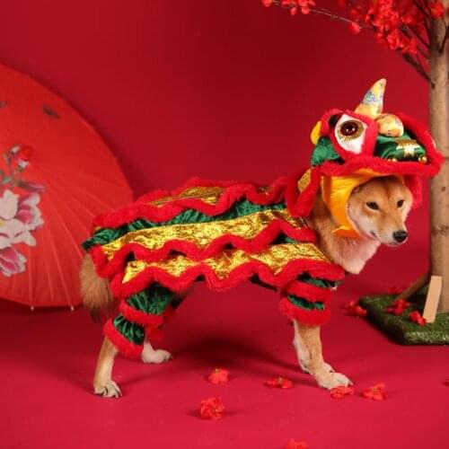 Chinese New Year Dog Outfit Poodle Bichon Schnauzer Pug French Bulldog Welsh Corgi Shiba Inu Dog Coat Jacket Funny Pet Costume