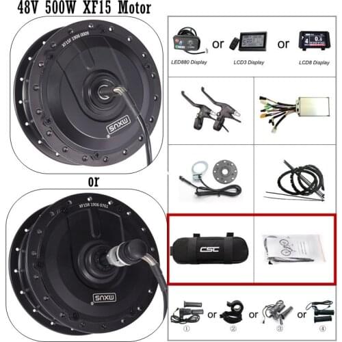 48V 500W MXUS Motor Ebike Kit XF15F XF15R Mountain Electric Bike Front/Rear Drive Hub KT Display 25A Controller PAS Throttle
