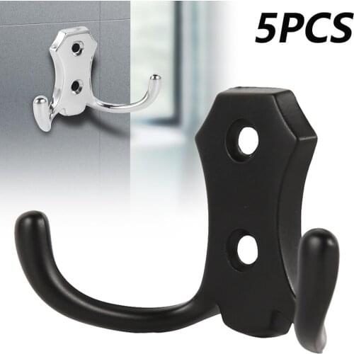 5pcs/set Coat Door Hooks For Bedrooms Dual Vintage Coat Hook Wall Mounted Hanging Clothes Robe Towel