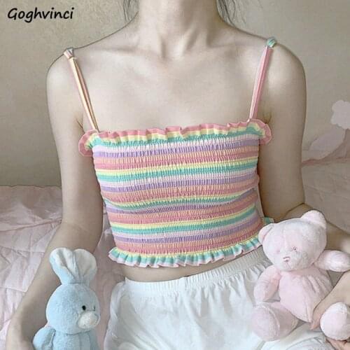 Summer Tanks Tops Women Solid Chic Basic Sexy Simple All-match Leisure Womens Camisoles Stylish High Street Sleeveless Tees Slim