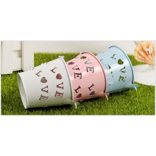 Mini Love Metal Bucket Wedding Decoration Candy Box Flower Pot Table Decor Boy Girl Birthday Party Baby Shower Bachelor Party