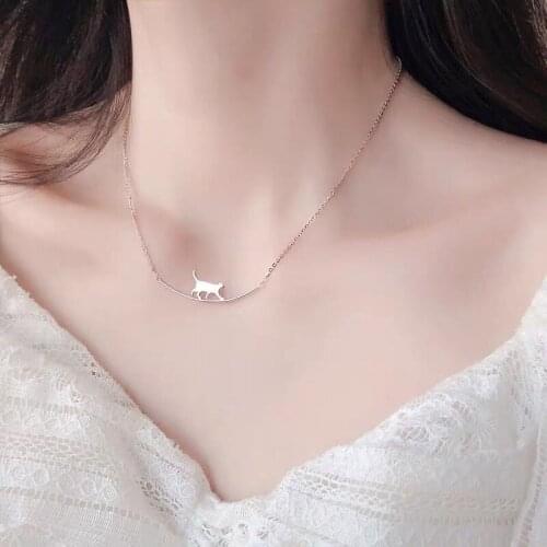 Fashion Necklace Womens Cute Animal Walking Cat Pendant Necklace For Women Clavicle Jewelry Gifts For Girls Necklace New