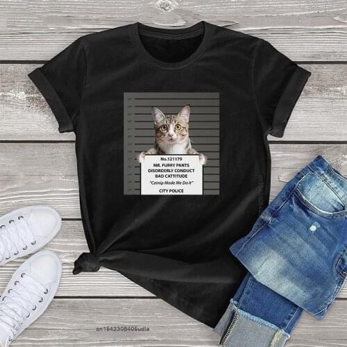 Funny Cat Womens Tshirts Furry Pants Catnip Made Me Kawaii Cat Tshirts Girls Cute Blouses Graphic Tee Camisas Men