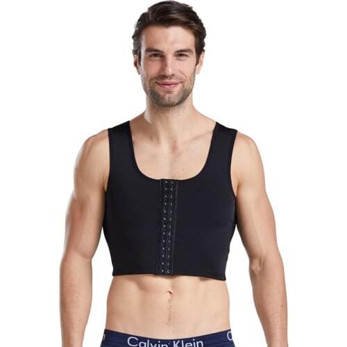 Mens Gynecomastia Compression Vests Male Slimming Bust Corset Tops Short Undershirt Flat Shapewear Ftm Chest Binder Shirt