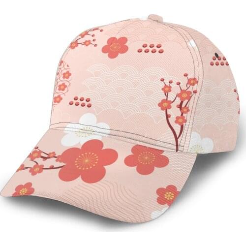 2021 Summer New Unisex Outdoor Sport Sunscreen Baseball Hat Running Visor Cap Pink Geometric Plum Blossom