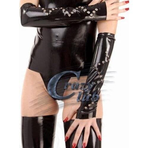 Crazy club_New arrival Fingerless gloves with latex nails Latex half glove knuckles rubberized glove free shipping fast delivery