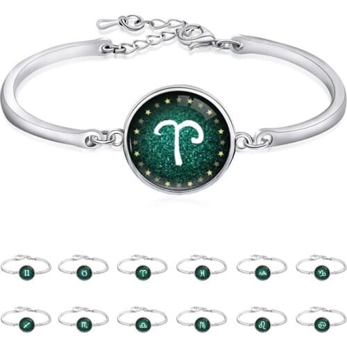 Aries Taurus Gemini Cancer Leo Virgo Libra Scorpio Sagittarius Capricorn Aquarius Pisces Constellation Zodiac Bracelet for Women