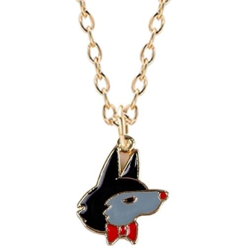 New Men And Women Necklaces Gothic Cartoon Punk Hip-hop Retro Enamel Animal Wolf Head Pendant Metal Chain Fashion Jewelry Gift