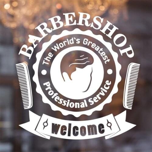 Barber Shop Comb Wall Sticker Vinyl Man Hairdresser Wall Decal Window Beauty Salon Haircut Styling Removable Hairstyle DIY ZW164