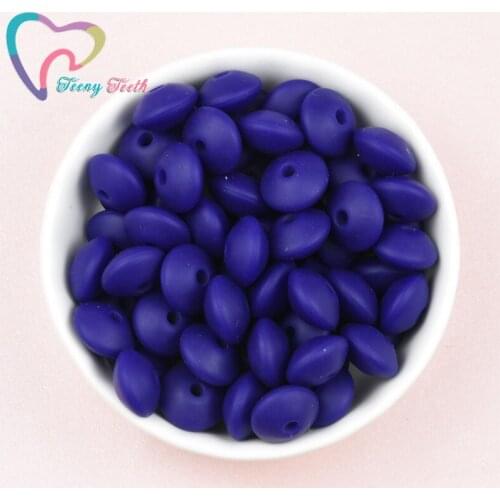 Teeny Teeth 50PCS Navy Silicone Teether Pendant Lentils Beads Silicone Teething Lentils Beads Loose Beads Abacus For DIY Jewelry