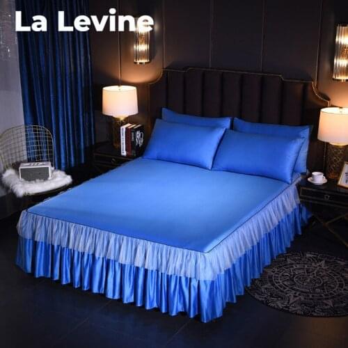 European-style Washed Silk Bed Cover Ice Silk Princess Wind Hotel Home Mattress Cover Solid Color Non-slip Mattress Protector