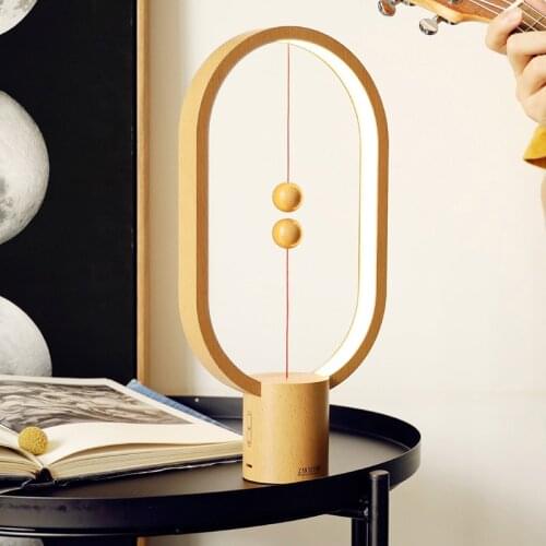 USB Rechargeable Balance LED Table Lamp Ellipse Magnetic Mid-Air Switch Eye-Care Night Light Touch Control Dropship