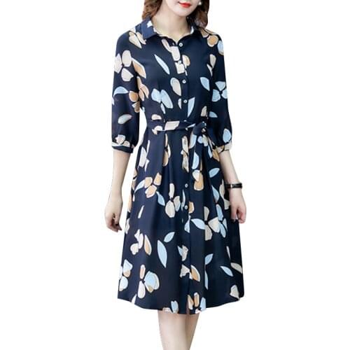 Vintage Floral Print Maxi Dress Women Boho Beach Slim Belt Single-breasted Long Sleeve Spring Autumn Casual Shirt Dresses KW405