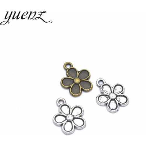 YuenZ 30pcs Antique silver color flower Charms Pendants DIY Jewelry for Necklace Bracelet Making Accessaries 15*12mm Q113