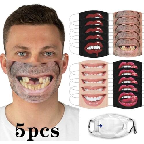 Funny Print Windproof dustproof face Mask Halloween cosplay Protection Breathable Fashion Cutton Mask for face with adult