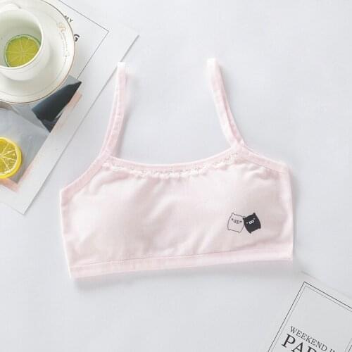Girls bra sling girl Underwear Kids Crop Detachable Cotton/Spandex Solid Color Developmental stage Wrap chest 10-16Y