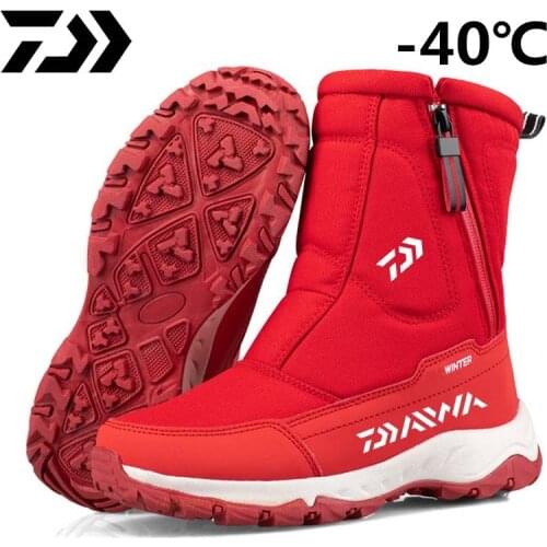 Daiwa Winter Thick Couple Snow Boots Plus Velvet Warm Side Zipper Outdoor Fishing Short Boots Cold Resistance Men Cotton Shoe