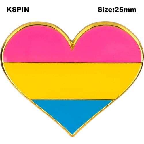 Pansexual pride heart shaped flag lapel pin badge pin Brooch Icons XY0624
