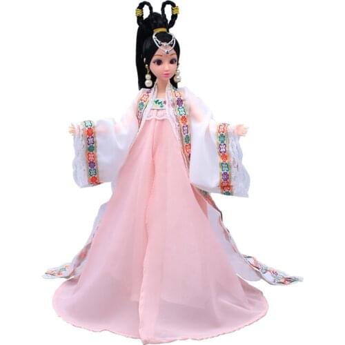 12 Moveable Joints 3D Eyes Chinese Dolls Toys With Accessories Clothes&Jewelry Costume Figure Nake China Doll Toy For Girls