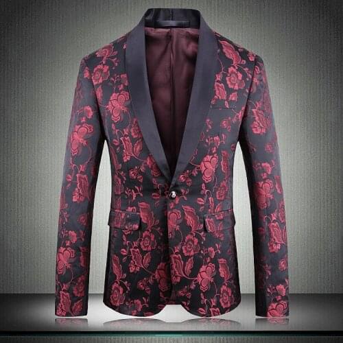 2021 Blazer Men Luxury Jacquard Single Breasted Prom Blazers Men Flower Blazer Plus Size 5xl Party Blazer Costume Singer Man