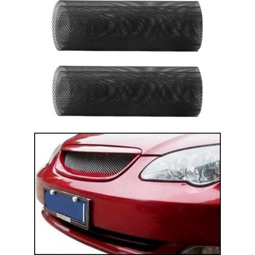 2x Car Vent Silver Aluminum Grille Mesh Sheet Black 39.37x12.99inch Bumper