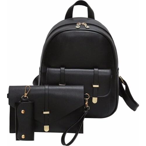 3pcs/Set Female leather backpack Girls Mini Backpacks Lady Composite Bag Mochila Feminina school backpack sac a dos femme 2019
