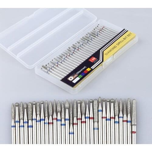 30pcs Professional Diamond Nail Drill Bit Set Milling Cutter Electric Rotary Manicure Machine Accessoires Nail Files Nail Tools