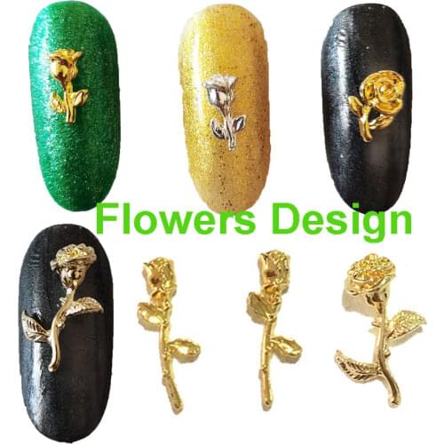3D Nail Art Flowers Charms Decorations 50Pcs Bling Rose Nail Accessoires Large Long Manicure Metal Alloy Nailart Supply Spring
