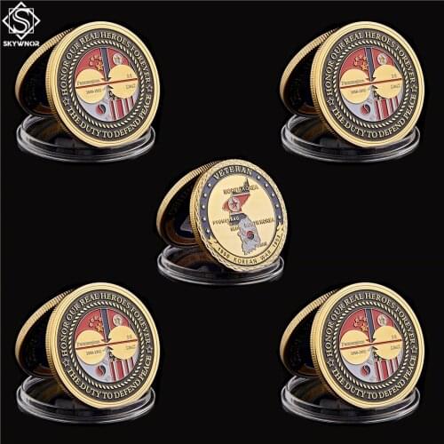 5PCS Korean War Veteran Challenge Coin US Gold Military Freedom Commemorative Coin