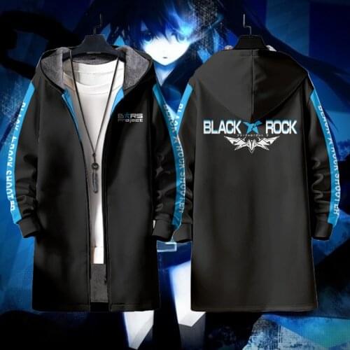 BLACK ROCK SHOOTER HOT Anime NEW Hooded Jacket Men Famale Thicken Casual Mid-Length Coat Student Outerwear Autumn Winter Tops