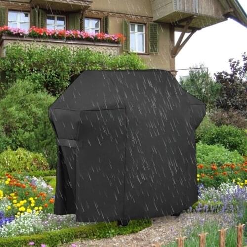 BBQ Cover Outdoor Dust Waterproof Weber Heavy Duty Grill Cover Rain Protective Outdoor Barbecue Cover Round Bbq Grill Black