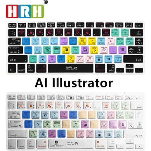 HRH AI Illustrator Shortcut Hotkey Silicone Keyboard Cover Skin For Macbook Pro Retina Air 13 15 17 Both EU/US Before 2016