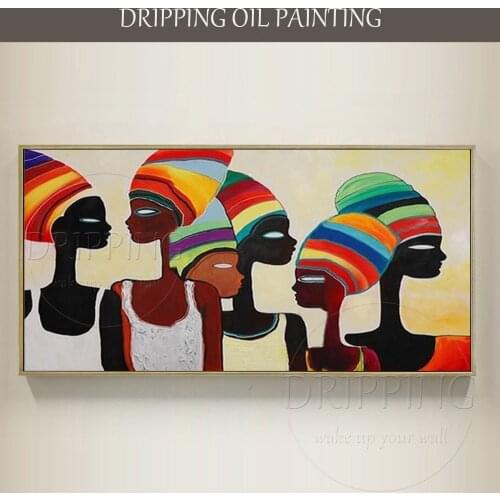 Cheap Price High Quality Hand-painted Abstract African Woman Oil Painting on Canvas Abstract African Woman Portrait Oil Painting