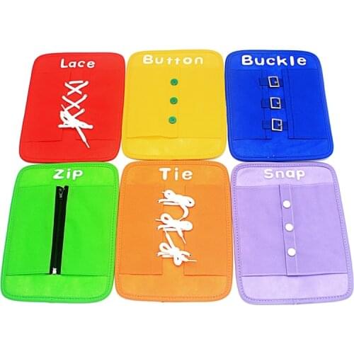 Baby Toy Montessori Dressing Frames Set of 6 Zip Snap Button Buckle Lace Tie Early Education Preschool Toys Brinquedos Juguetes