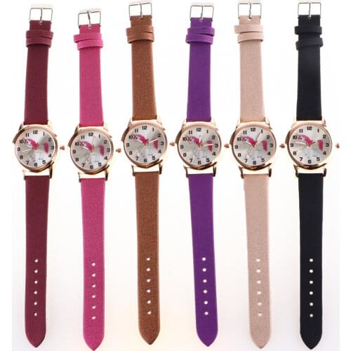 Children Watch Unicorn Leather Strap Analog Dial Quartz Watches Kids Wrist Watches for Boys Girls Xmas Gifts Cartoon Watch