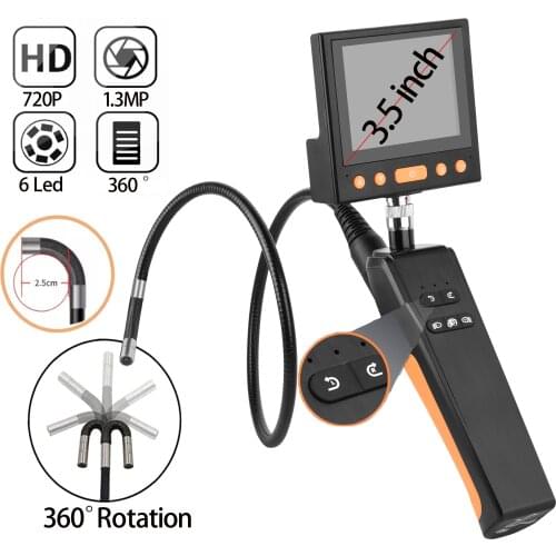 360 Degree Rotary Endoscope 8MM Rotation Sewer Endoscopic Piping Steering Inspection Camera Articulate Video Borescope for Cars