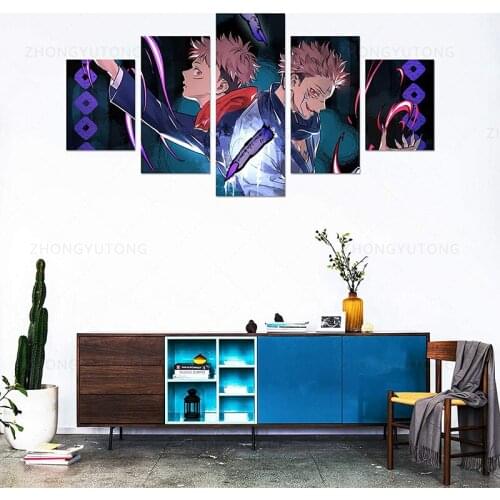 Jujutsu Kaisen Poster 5 Pieces Manga Picture on Canvas Decoration Wallpaper Decorative Wall Picture For Living Room