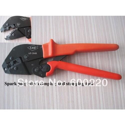 Spark plug wire crimping tool,ratchet crimping tool for crimping and stripping spark plug,AP-2048