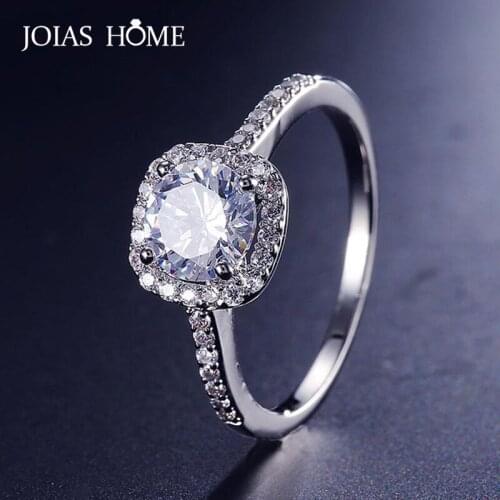 JoiasHome Classic Silver 925 Ring With Large Square Gemstones Ring For Women Elegant Wedding Party Gift Wholesale Siize 6-9
