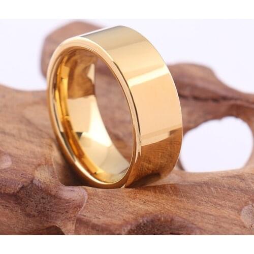 Tungsten steel rings Modyle New Fashion Gold Rings Tungsten Steel Men Women Jewelry Big Wedding Rings