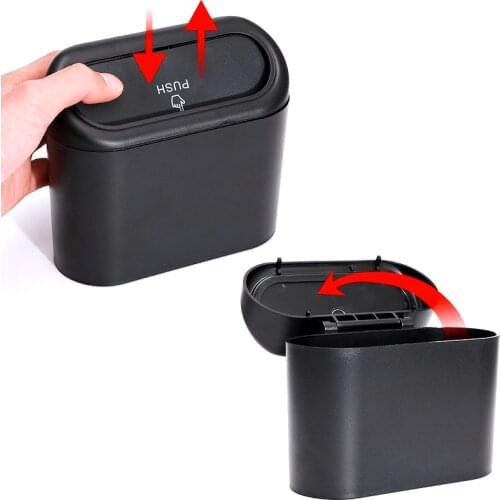 Car Trash Can Interior Organizer Storage Box Car Garbage Bag Press Sealed Trash Can Auto Storage Bin Accessories Artifact Hot
