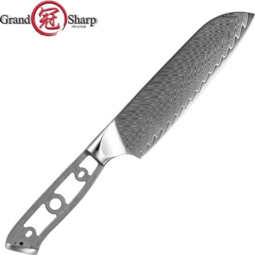 Kitchen Knife Blank Blade DIY 67 Layers Damascus Steel VG10 Razor Sharp Santoku Knife Billet Material Tool Part Grandsharp