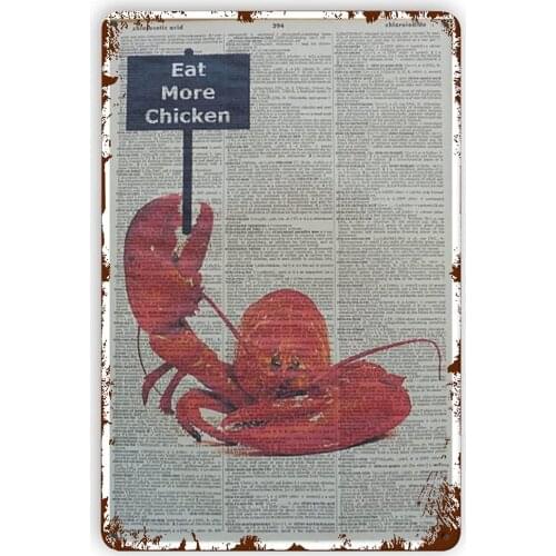 Metal Wall Card Eat More Chicken Is Very Suitable for Family Kitchen Restaurants. Old-fashioned Retro Metal Sign 8X12 Inches