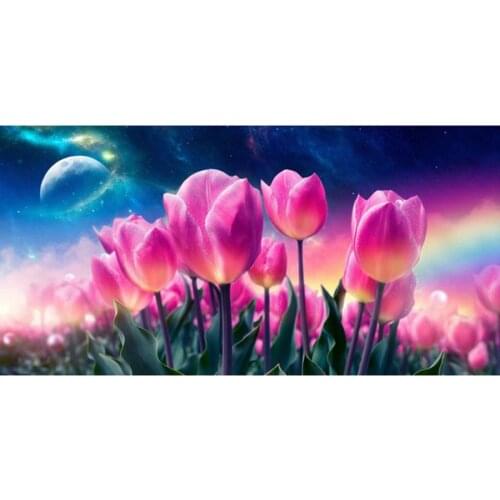New product hot sale AB diamond painting tulip flower moon 5d DIY diamond embroidery flower mosaic home decoration